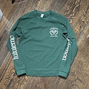 lululemon dark green crewneck sweatshirt with white logo